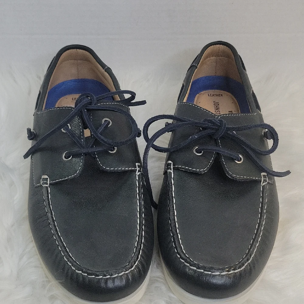 Johnston‎ & Murphy Dark Blue Leather Boat Shoes with Memory Foam Size 10.5 NWOT